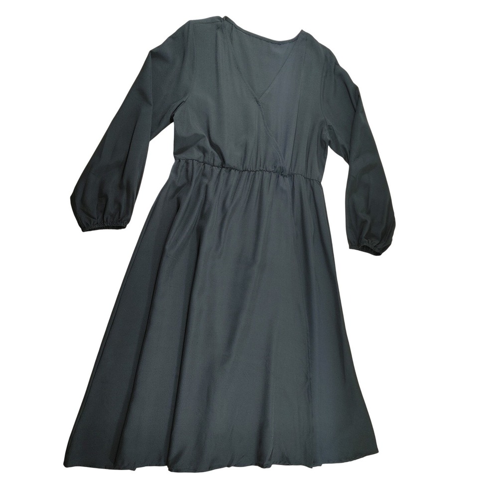 Black V Neck Long Sleeve Empire Waist Midi Dress Plus Size 2XL NWOT Unbranded